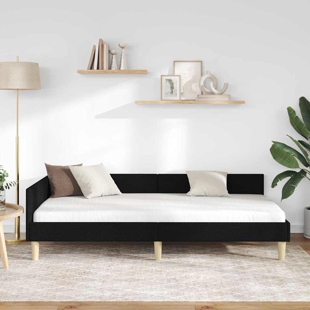 Cornice del letto ad angolo Nero 80 x 200 cm Tessuto