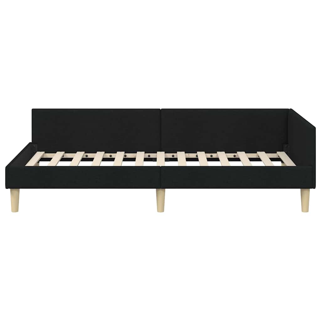 Cornice del letto ad angolo Nero 80 x 200 cm Tessuto