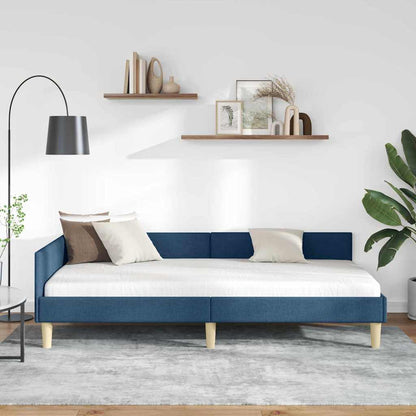 Cornice del letto ad angolo Blu 80 x 200 cm Tessuto