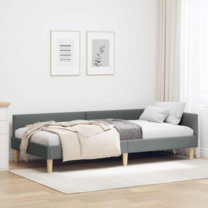 Cornice del letto ad angolo Grigio scuro 90 x 190 cm Tessuto