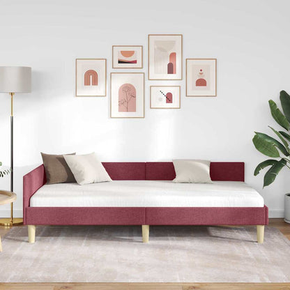 Cornice del letto ad angolo Rosso Vino 90 x 190 cm Tessuto