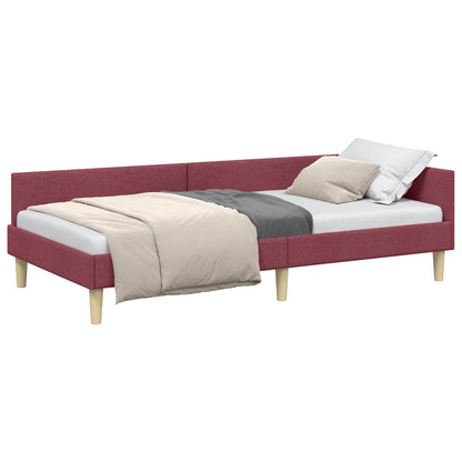 Cornice del letto ad angolo Rosso Vino 90 x 190 cm Tessuto