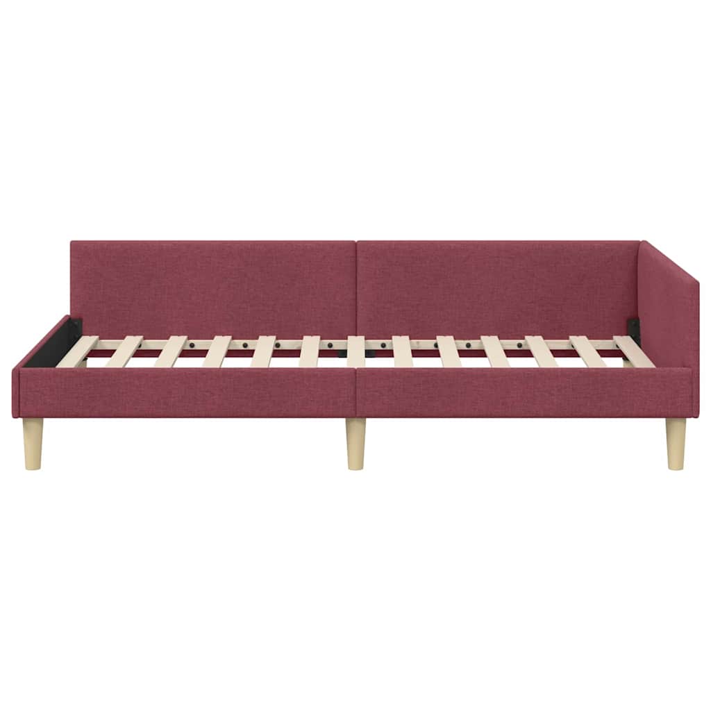 Cornice del letto ad angolo Rosso Vino 90 x 190 cm Tessuto