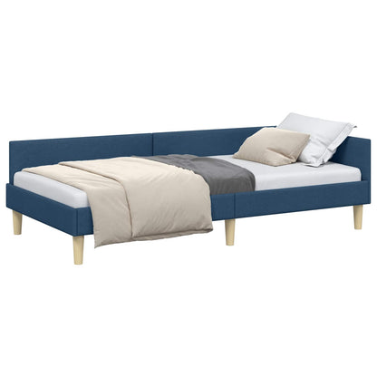 Cornice del letto ad angolo Blu 90 x 190 cm Tessuto