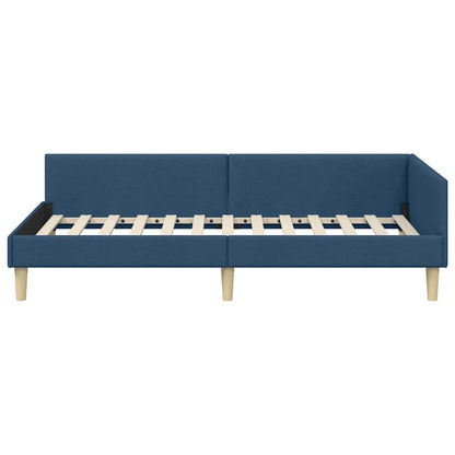 Cornice del letto ad angolo Blu 90 x 190 cm Tessuto