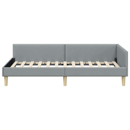 Cornice del letto ad angolo Grigio chiaro 90 x 200 cm Tessuto