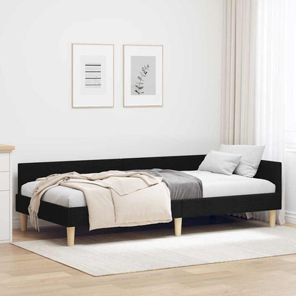 Cornice del letto ad angolo Nero 90 x 200 cm Tessuto