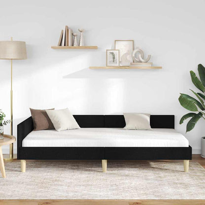 Cornice del letto ad angolo Nero 90 x 200 cm Tessuto