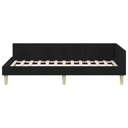 Cornice del letto ad angolo Nero 90 x 200 cm Tessuto