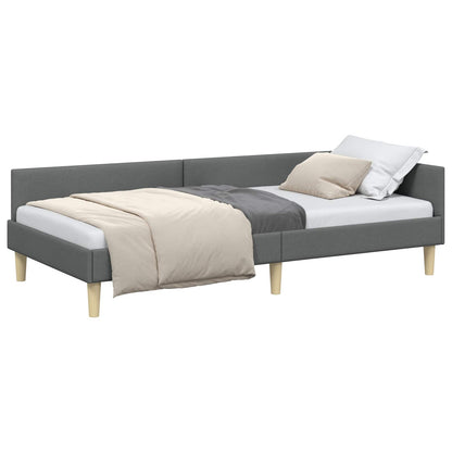 Cornice del letto ad angolo Grigio scuro 100 x 200 cm Tessuto