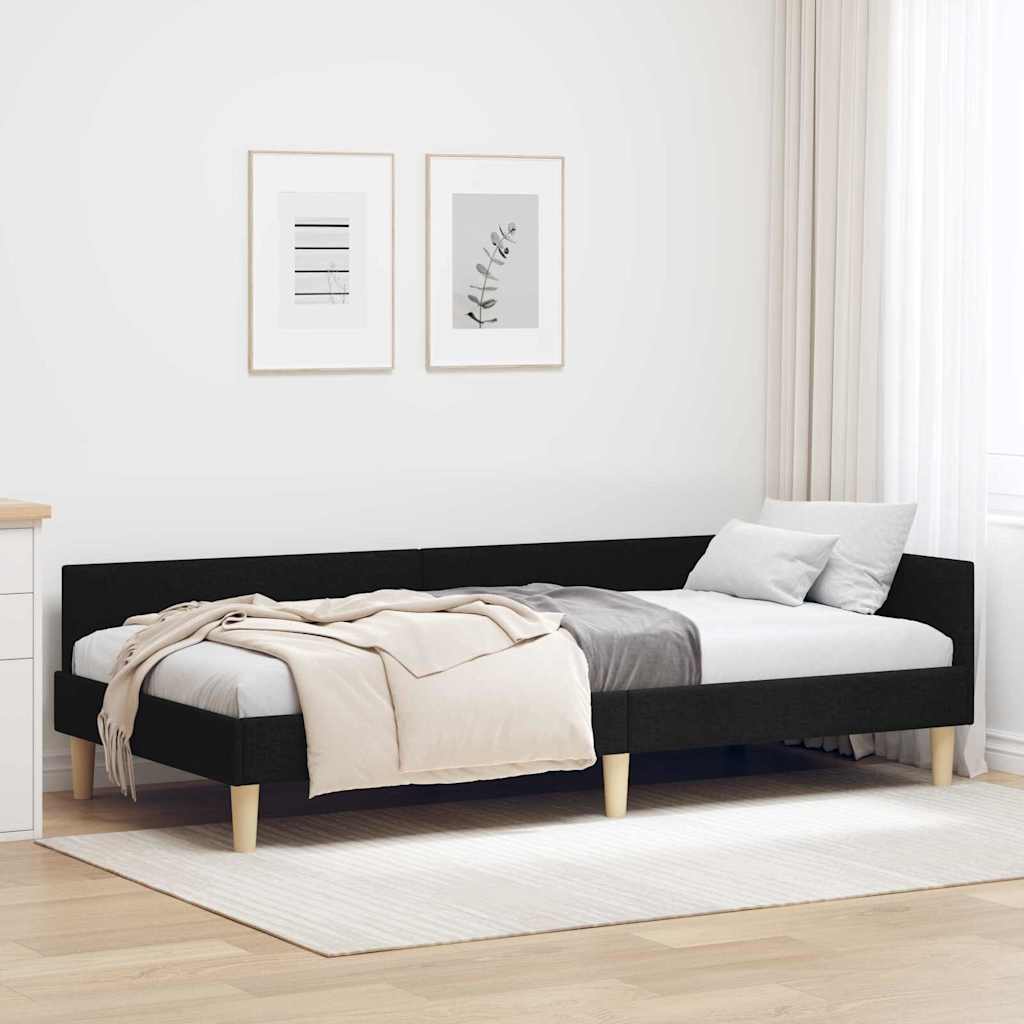 Cornice del letto ad angolo Nero 100 x 200 cm Tessuto