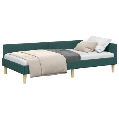 Cornice del letto ad angolo Verde Scuro 100 x 200 cm Tessuto