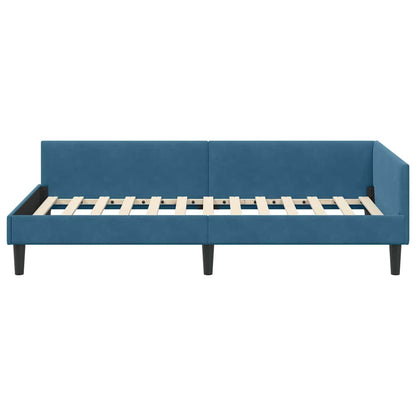 Cornice del letto ad angolo Blu 80 cm x 200 cm Velluto