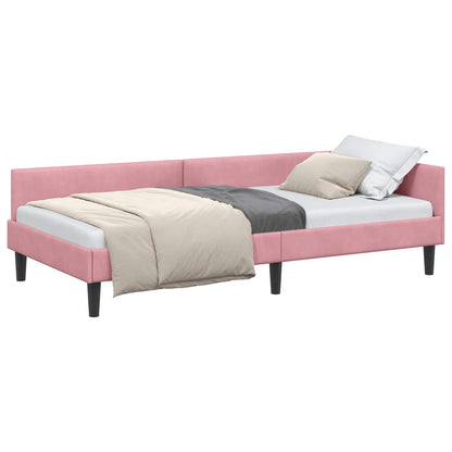 Cornice del letto ad angolo Rosa 80 cm x 200 cm Velluto