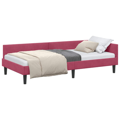 Cornice del letto ad angolo Rosso Vino 80 cm x 200 cm Velluto