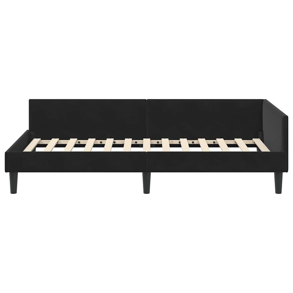 Cornice del letto ad angolo Nero 80 cm x 200 cm Velluto