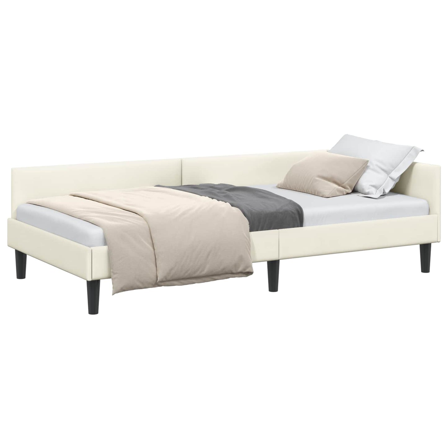 Cornice del letto ad angolo Crema 80 cm x 200 cm Velluto