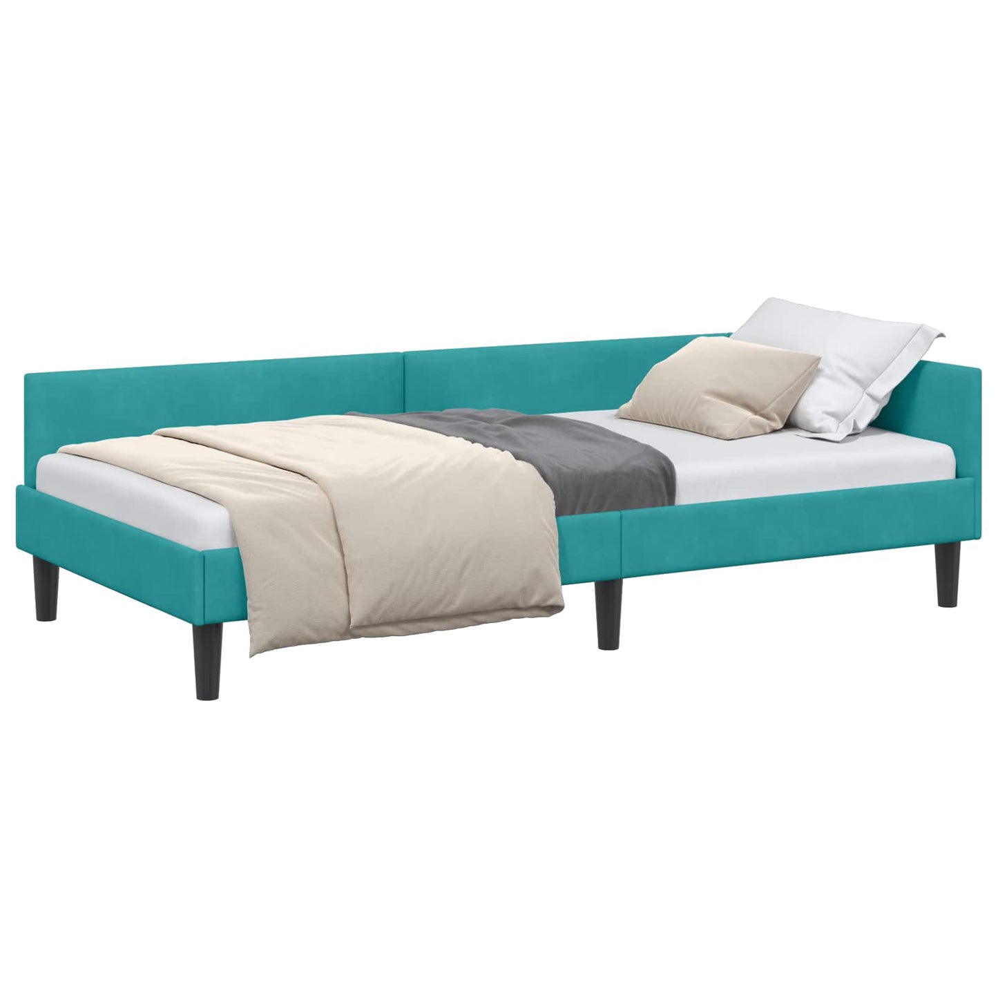 Cornice del letto ad angolo Turchese 80 cm x 200 cm Velluto