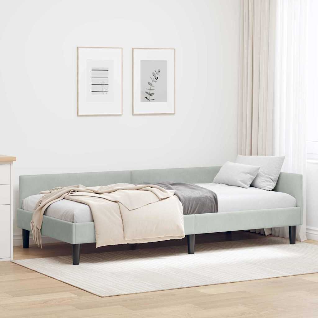 Cornice del letto ad angolo Grigio chiaro 90 cm x 190 cm