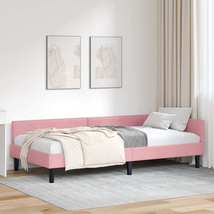 Cornice del letto ad angolo Rosa 90 cm x 190 cm Velluto
