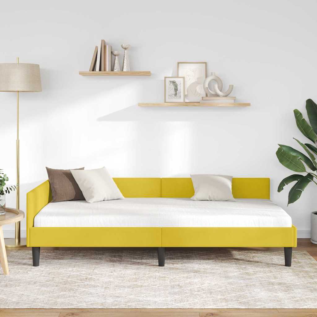 Cornice del letto ad angolo Giallo 90 cm x 190 cm Velluto
