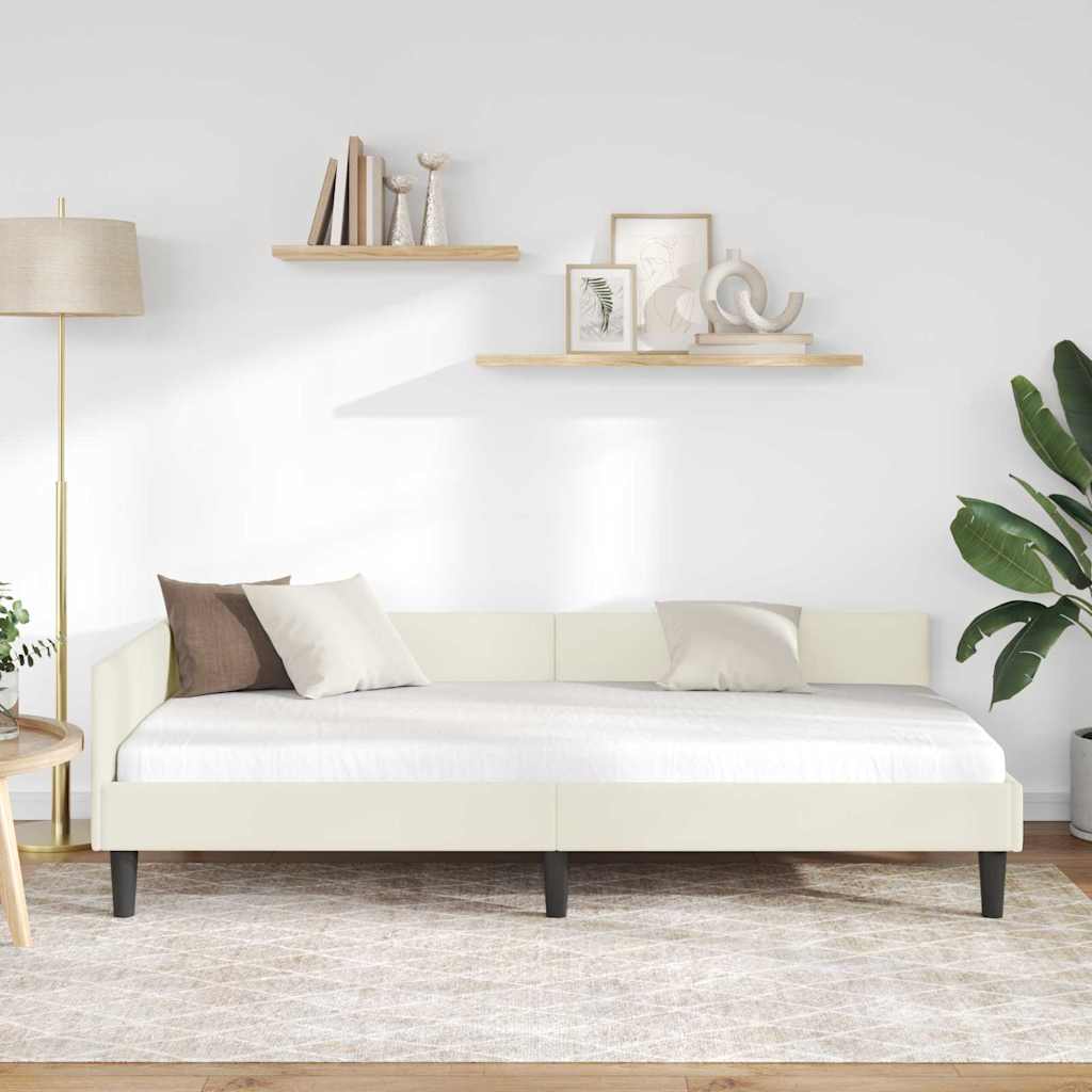 Cornice del letto ad angolo Crema 90 cm x 190 cm Velluto