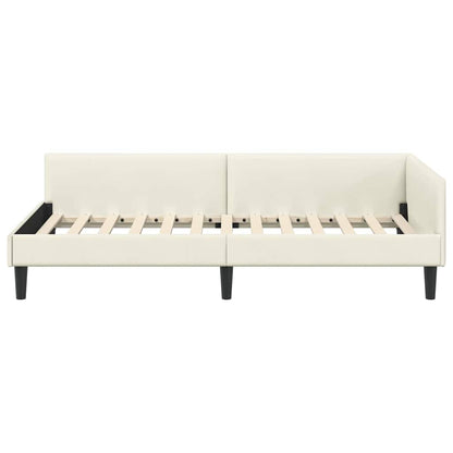 Cornice del letto ad angolo Crema 90 cm x 190 cm Velluto