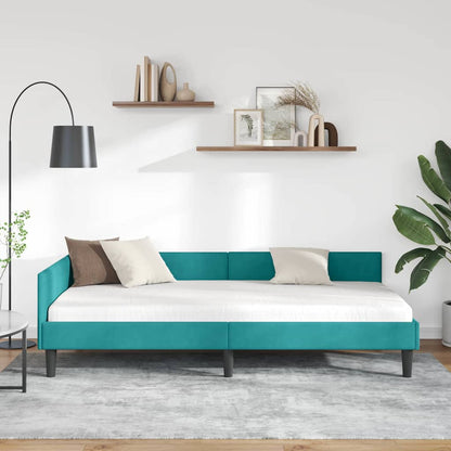Cornice del letto ad angolo Turchese 90 cm x 190 cm Velluto