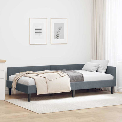 Cornice del letto ad angolo Grigio scuro 90 cm x 200 cm Velluto