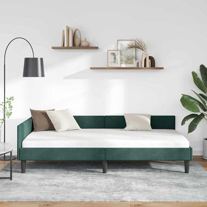 Cornice del letto ad angolo Verde Scuro 90 cm x 200 cm Velluto