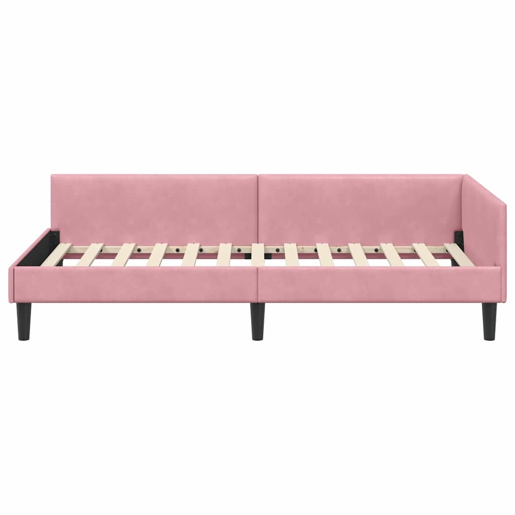 Cornice del letto ad angolo Rosa 90 cm x 200 cm Velluto