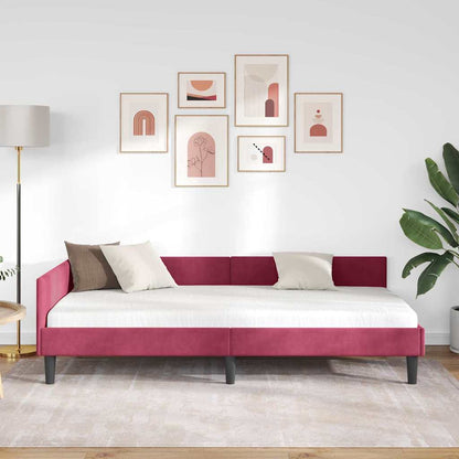 Cornice del letto ad angolo Rosso Vino 90 cm x 200 cm Velluto