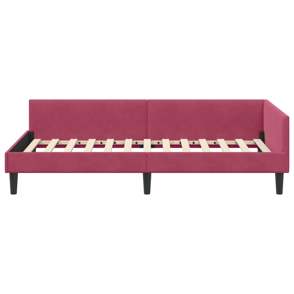 Cornice del letto ad angolo Rosso Vino 90 cm x 200 cm Velluto