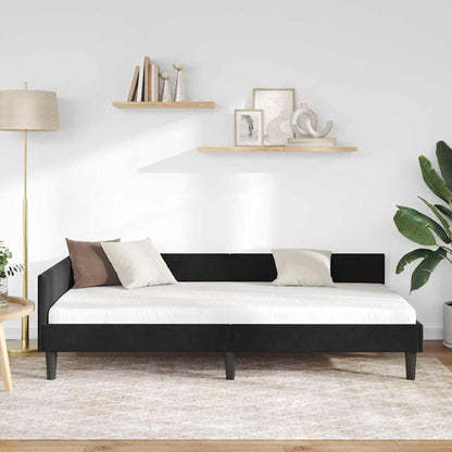 Cornice del letto ad angolo Nero 90 cm x 200 cm Velluto