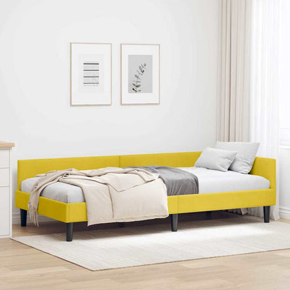 Cornice del letto ad angolo Giallo 90 cm x 200 cm Velluto