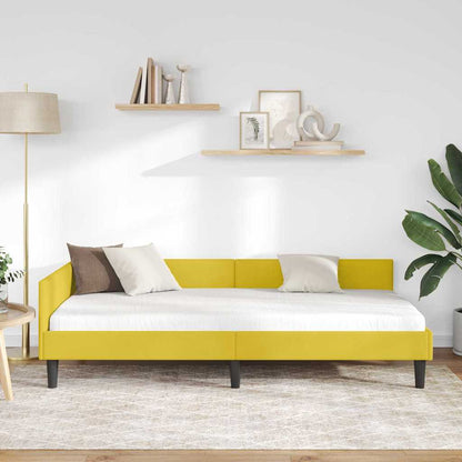 Cornice del letto ad angolo Giallo 90 cm x 200 cm Velluto