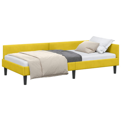Cornice del letto ad angolo Giallo 90 cm x 200 cm Velluto
