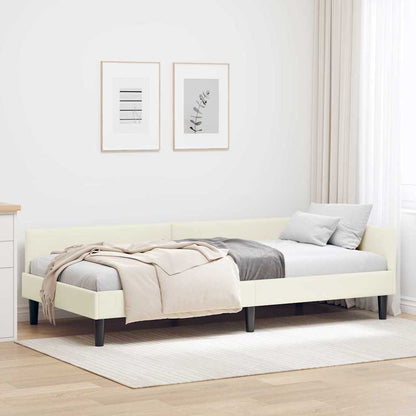 Cornice del letto ad angolo Crema 90 cm x 200 cm Velluto