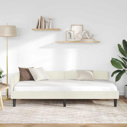 Cornice del letto ad angolo Crema 90 cm x 200 cm Velluto