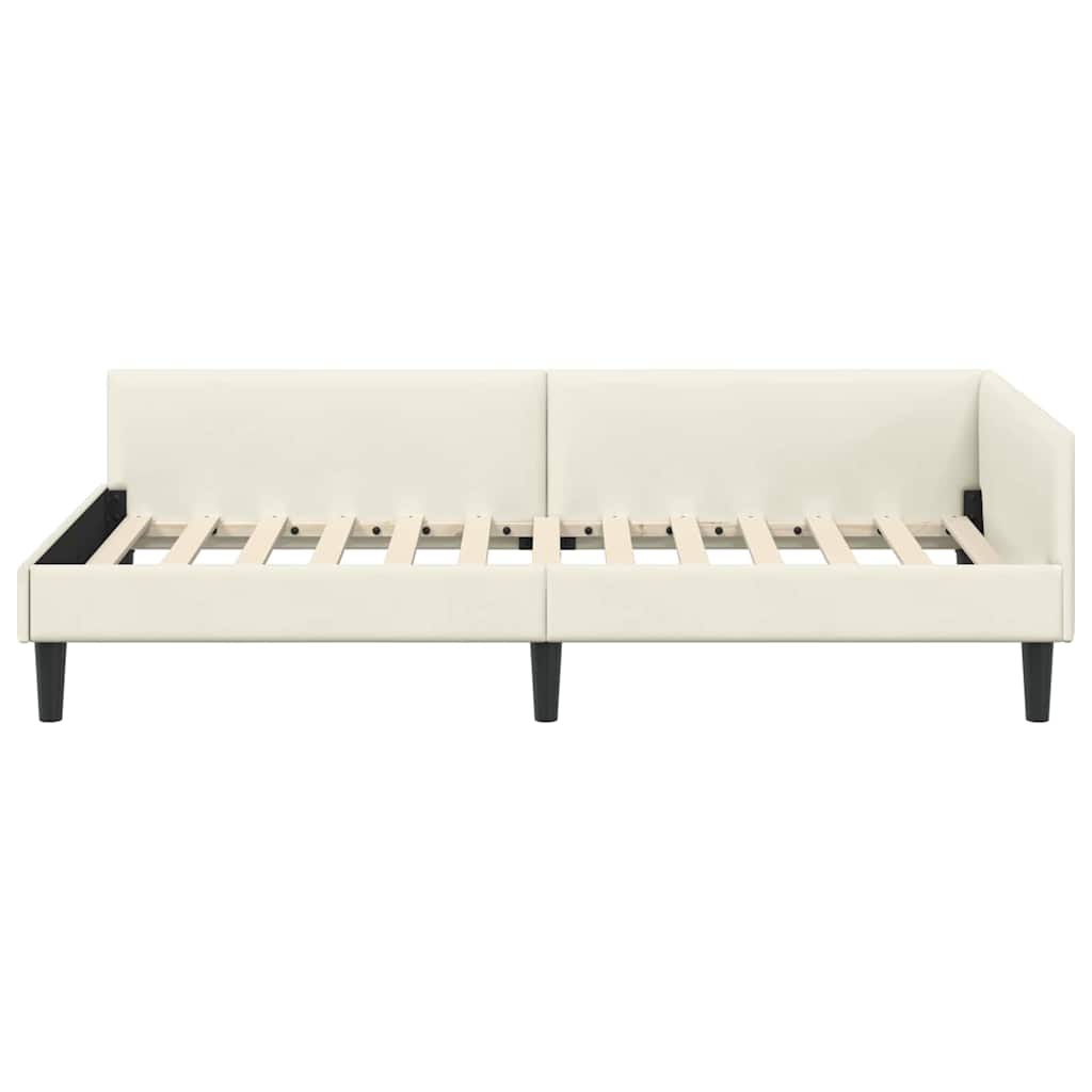 Cornice del letto ad angolo Crema 90 cm x 200 cm Velluto