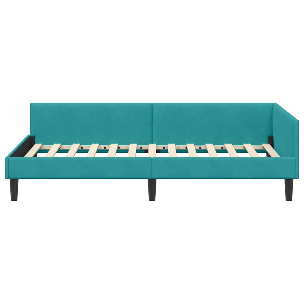 Cornice del letto ad angolo Turchese 90 cm x 200 cm Velluto
