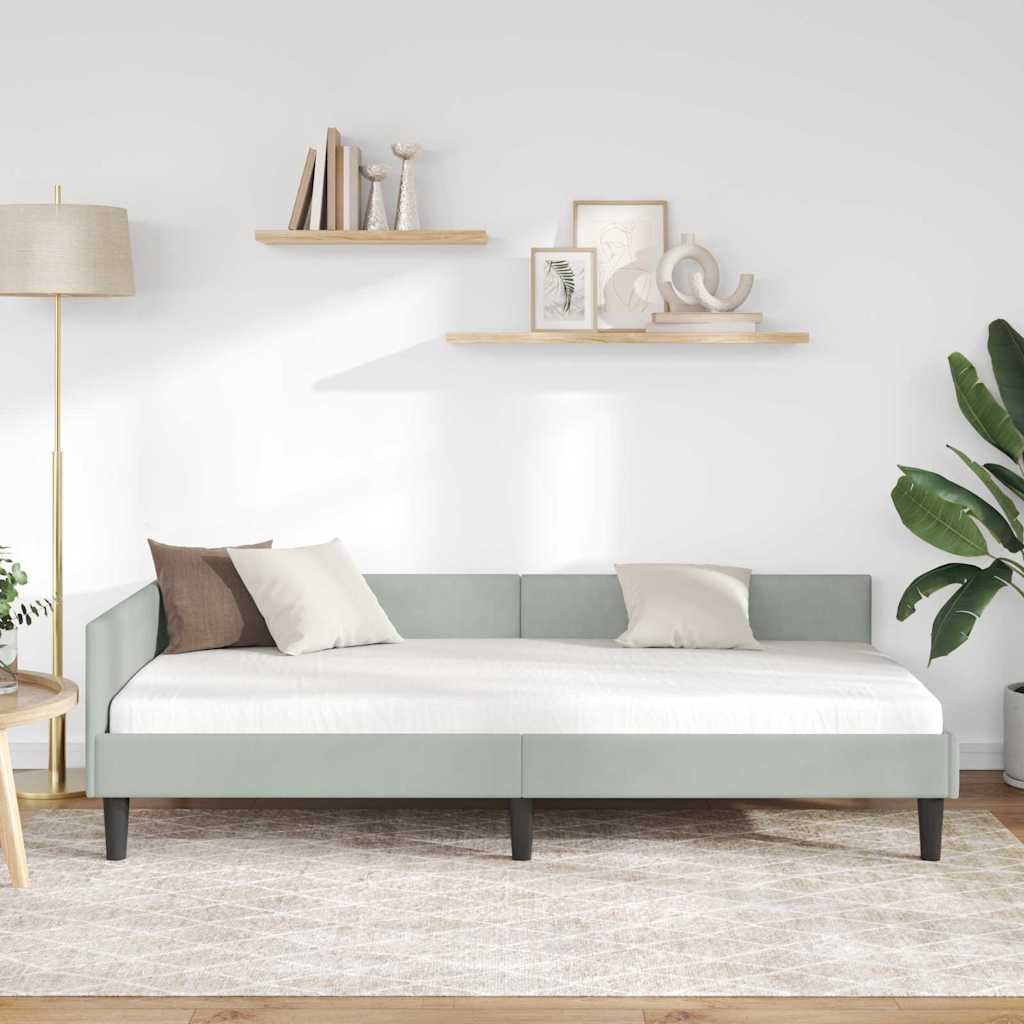 Cornice del letto ad angolo Grigio chiaro 100 cm x 200 cm