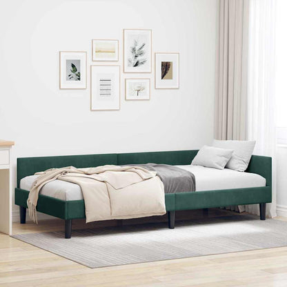 Cornice del letto ad angolo Verde Scuro 100 cm x 200 cm Velluto