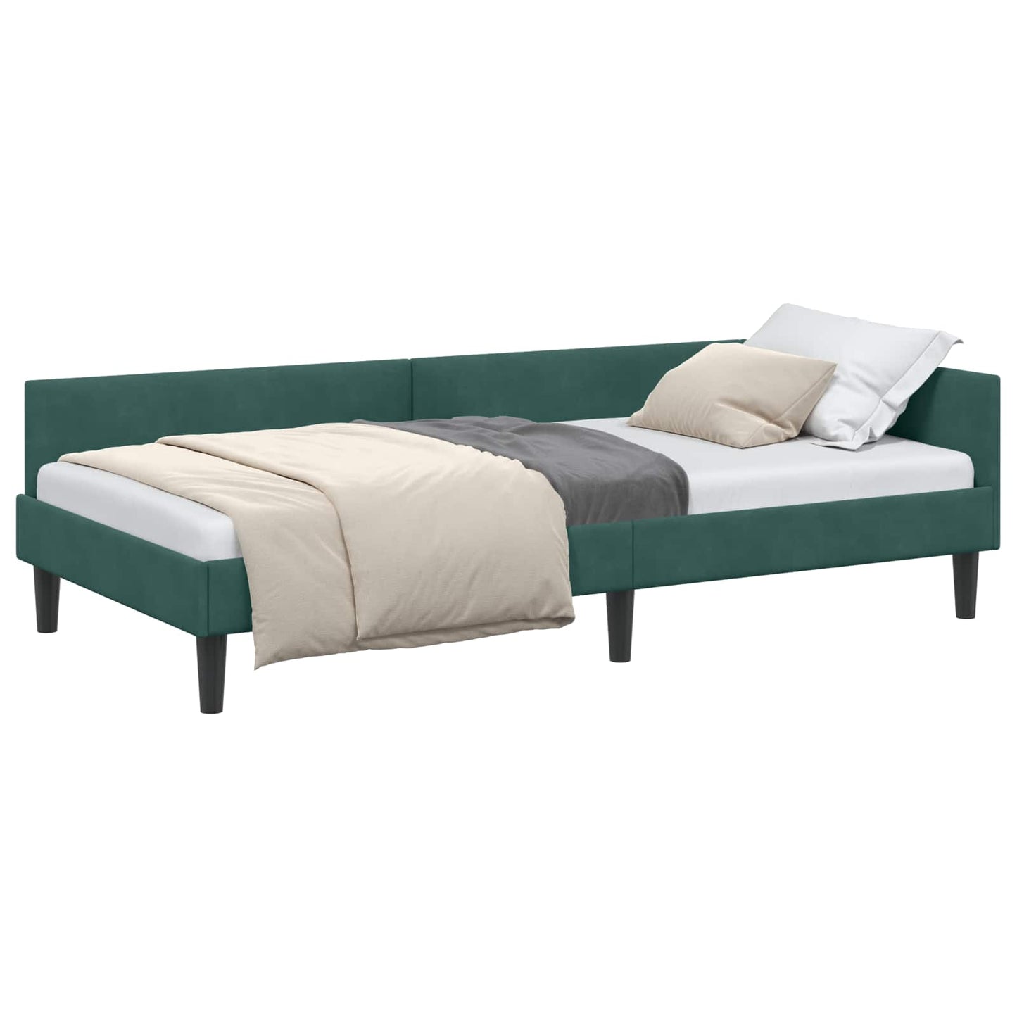 Cornice del letto ad angolo Verde Scuro 100 cm x 200 cm Velluto
