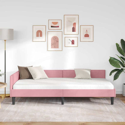 Cornice del letto ad angolo Rosa 100 cm x 200 cm Velluto