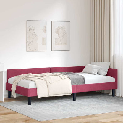 Cornice del letto ad angolo Rosso Vino 100 cm x 200 cm Velluto