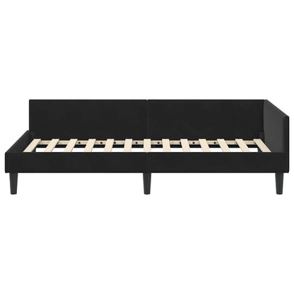Cornice del letto ad angolo Nero 100 cm x 200 cm Velluto
