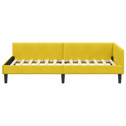 Cornice del letto ad angolo Giallo 100 cm x 200 cm Velluto