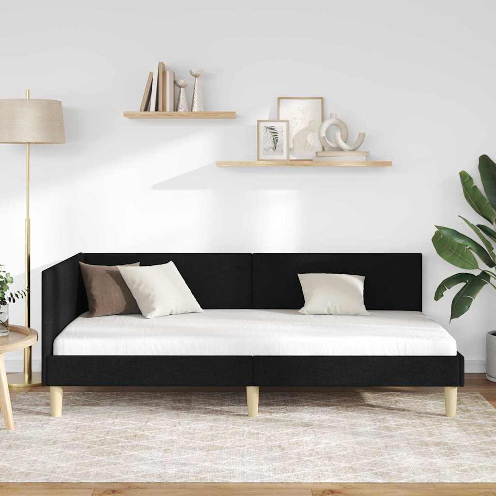 Cornice del letto ad angolo con testiera Nero 80 cm x 200 cm
