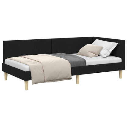 Cornice del letto ad angolo con testiera Nero 80 cm x 200 cm